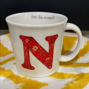 Floral Red Initial Mug